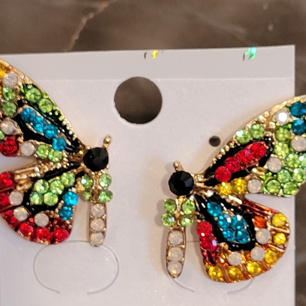 Crystal Butterfly Stud Earrings